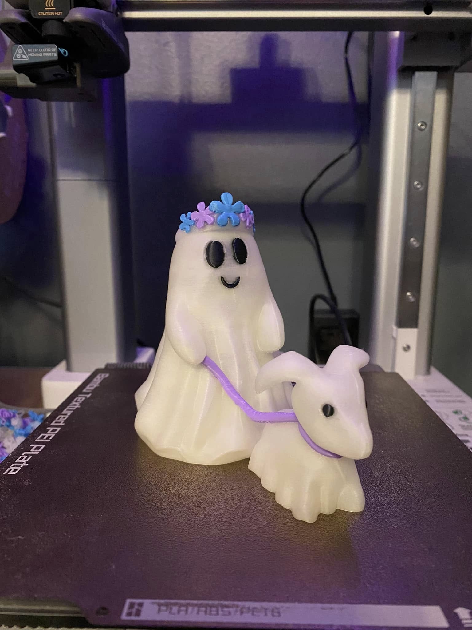 Ghost with Flower Crown Walking Dog