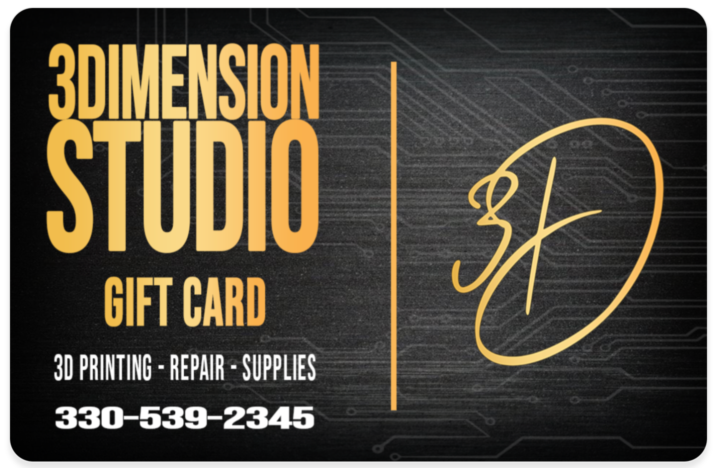 3Dimension Studio Digital Gift Card